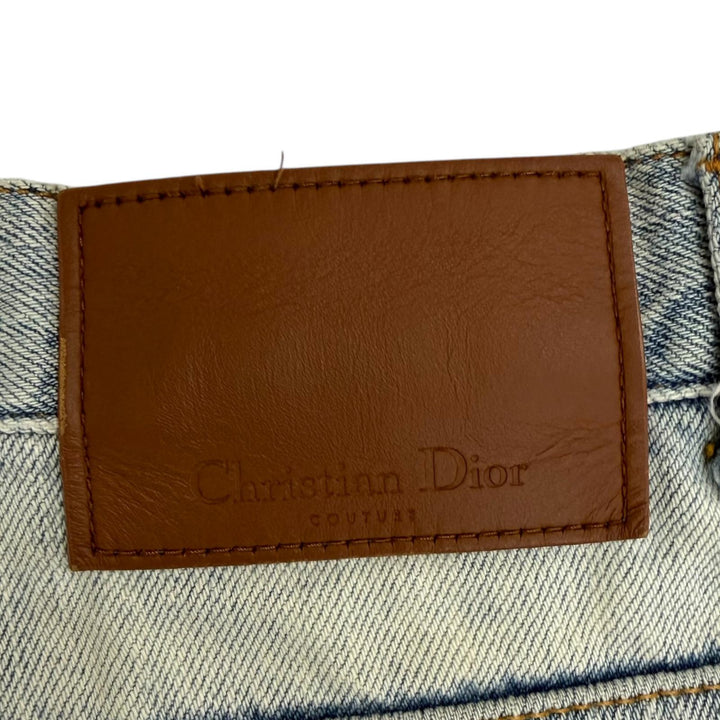 美品□DIOR ディオール オム 25SS 513D029A3002 ダメージ加工 ヘリテージ ボタンフライ デニムパンツ ライトブルー 28 日本製 正規品
