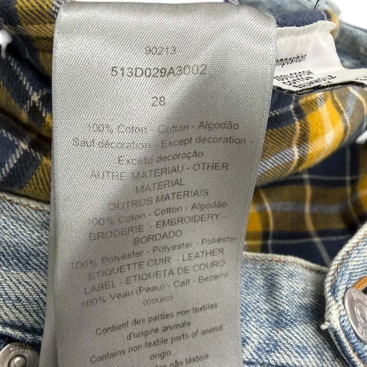 美品□DIOR ディオール オム 25SS 513D029A3002 ダメージ加工 ヘリテージ ボタンフライ デニムパンツ ライトブルー 28 日本製 正規品