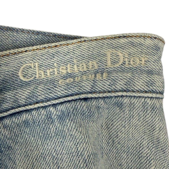 美品□DIOR ディオール オム 25SS 513D029A3002 ダメージ加工 ヘリテージ ボタンフライ デニムパンツ ライトブルー 28 日本製 正規品