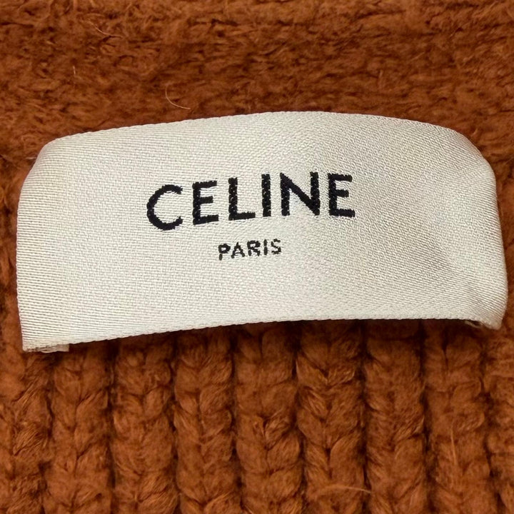 極美品▼CELINE セリーヌ 24AW 2A70O118O トリオンフ刺繍 Vネック ニット ブラッシュドコットン カーディガン オレンジ XS 正規品 メンズ