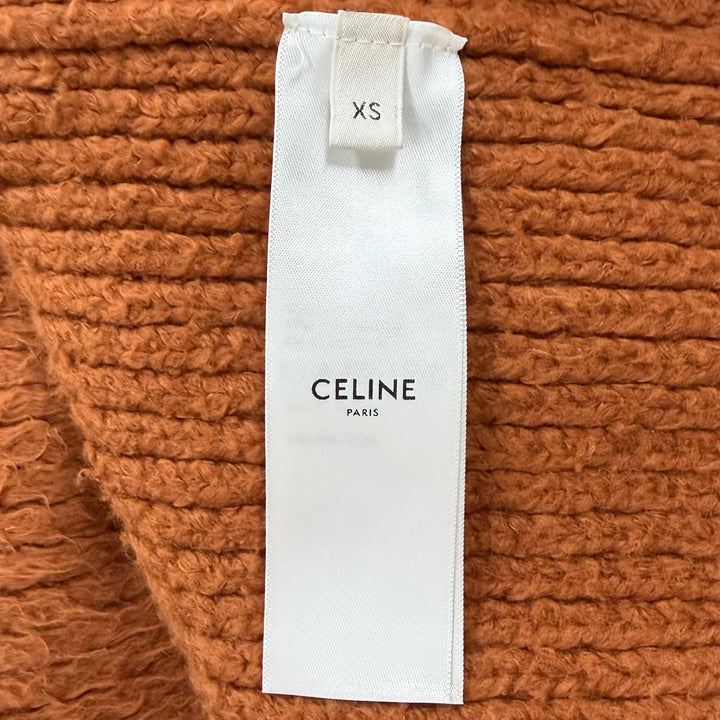 極美品▼CELINE セリーヌ 24AW 2A70O118O トリオンフ刺繍 Vネック ニット ブラッシュドコットン カーディガン オレンジ XS 正規品 メンズ
