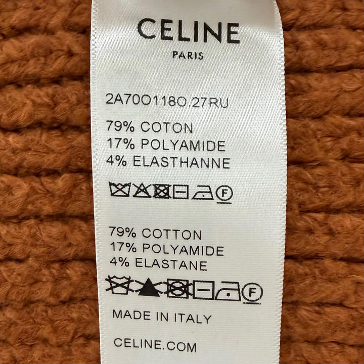 極美品▼CELINE セリーヌ 24AW 2A70O118O トリオンフ刺繍 Vネック ニット ブラッシュドコットン カーディガン オレンジ XS 正規品 メンズ