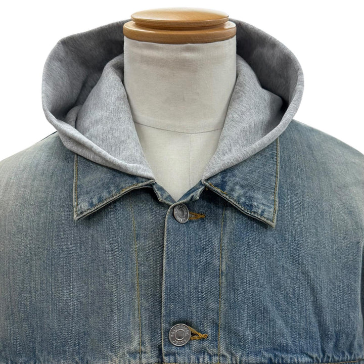 極美品▼BALENCIAGA バレンシアガ 2023年製 773805 DIY Metal Outline フーデッド 裏地ボア デニムジャケット インディゴ 1 正規品