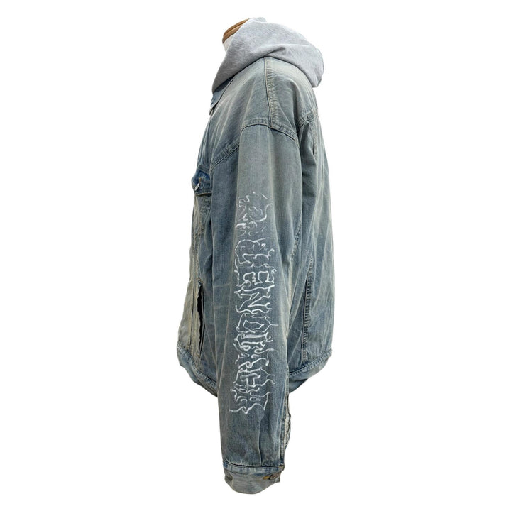 極美品▼BALENCIAGA バレンシアガ 2023年製 773805 DIY Metal Outline フーデッド 裏地ボア デニムジャケット インディゴ 1 正規品