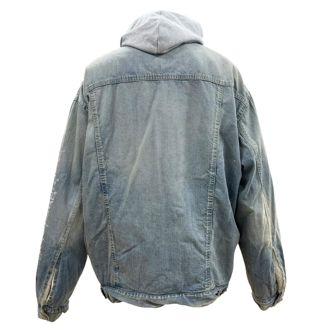 極美品▼BALENCIAGA バレンシアガ 2023年製 773805 DIY Metal Outline フーデッド 裏地ボア デニムジャケット インディゴ 1 正規品