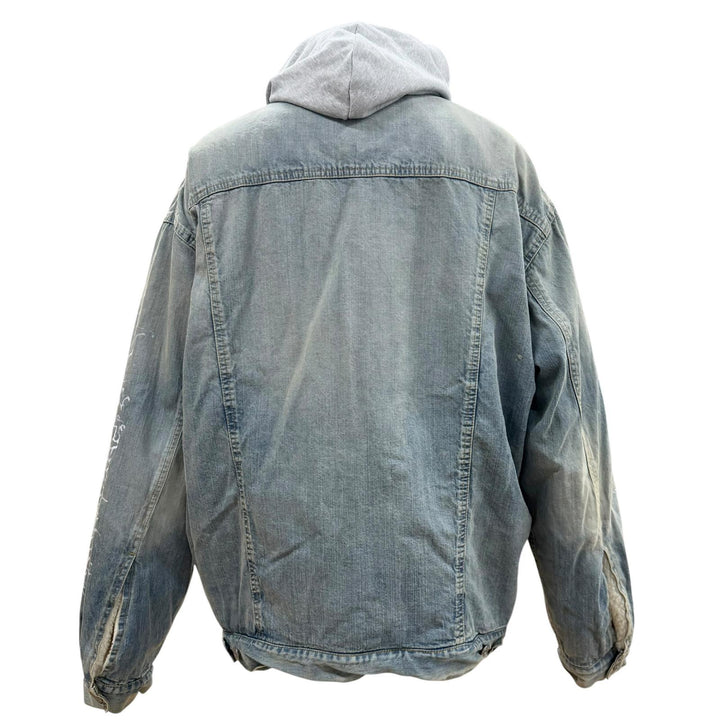 極美品▼BALENCIAGA バレンシアガ 2023年製 773805 DIY Metal Outline フーデッド 裏地ボア デニムジャケット インディゴ 1 正規品