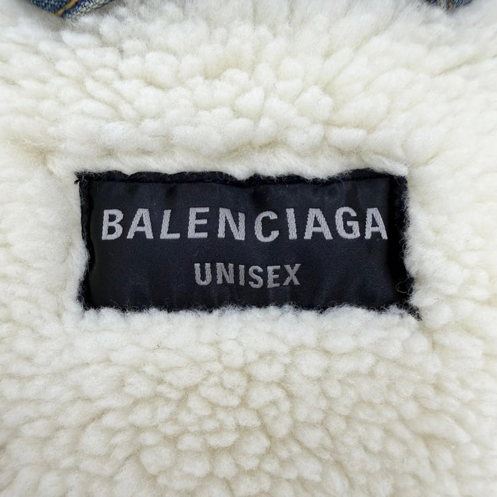 極美品▼BALENCIAGA バレンシアガ 2023年製 773805 DIY Metal Outline フーデッド 裏地ボア デニムジャケット インディゴ 1 正規品
