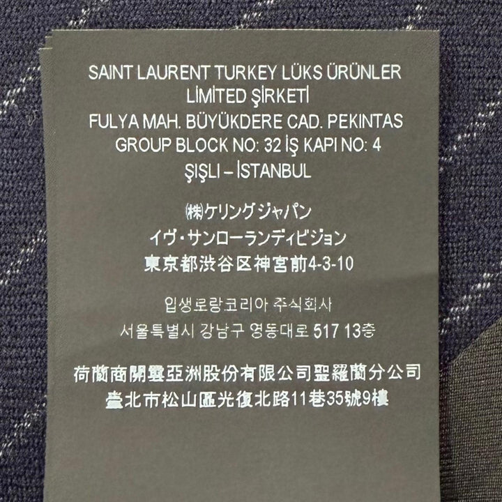 極美品▼SAINT LAURENT PARIS サンローランパリ 2023年製 786846 ストライプ柄 ピークドラペル ダブルブレスト テーラード 48 正規品