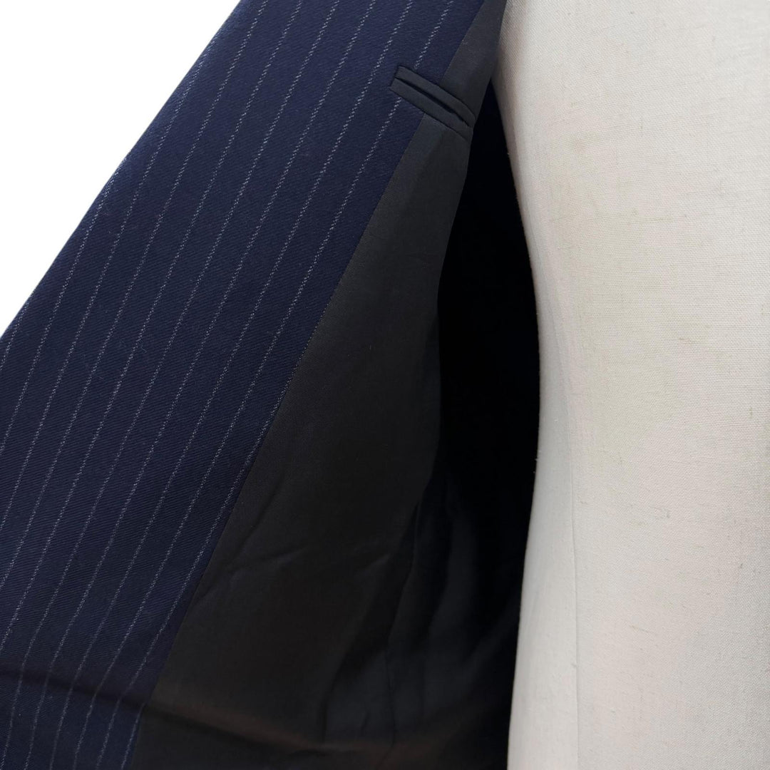 極美品▼SAINT LAURENT PARIS サンローランパリ 2023年製 786846 ストライプ柄 ピークドラペル ダブルブレスト テーラード 48 正規品