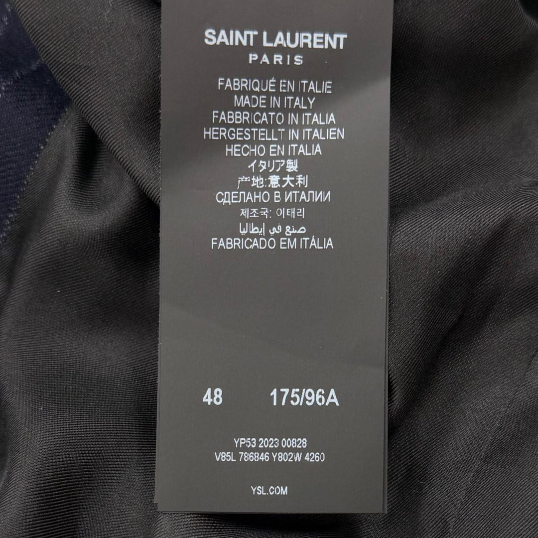 極美品▼SAINT LAURENT PARIS サンローランパリ 2023年製 786846 ストライプ柄 ピークドラペル ダブルブレスト テーラード 48 正規品