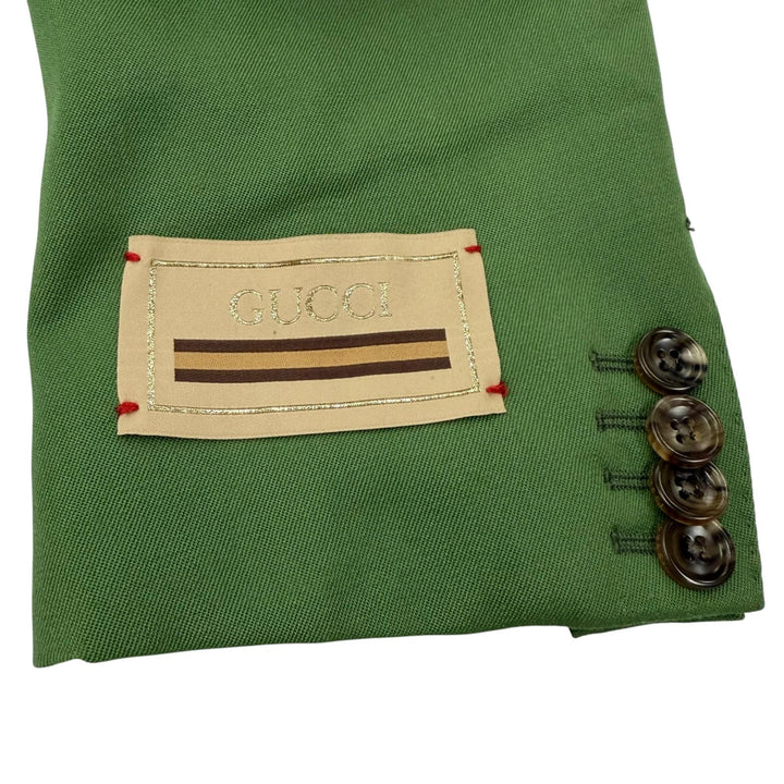 極美品▼GUCCI グッチ 23AW 747275 ウール ピークドラペル ダブルブレスト テーラードジャケット グリーン 46 イタリア製 正規品 メンズ