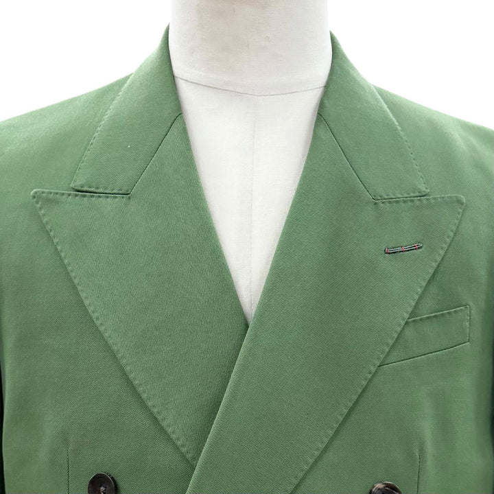 極美品▼GUCCI グッチ 23AW 747275 ウール ピークドラペル ダブルブレスト テーラードジャケット グリーン 46 イタリア製 正規品 メンズ