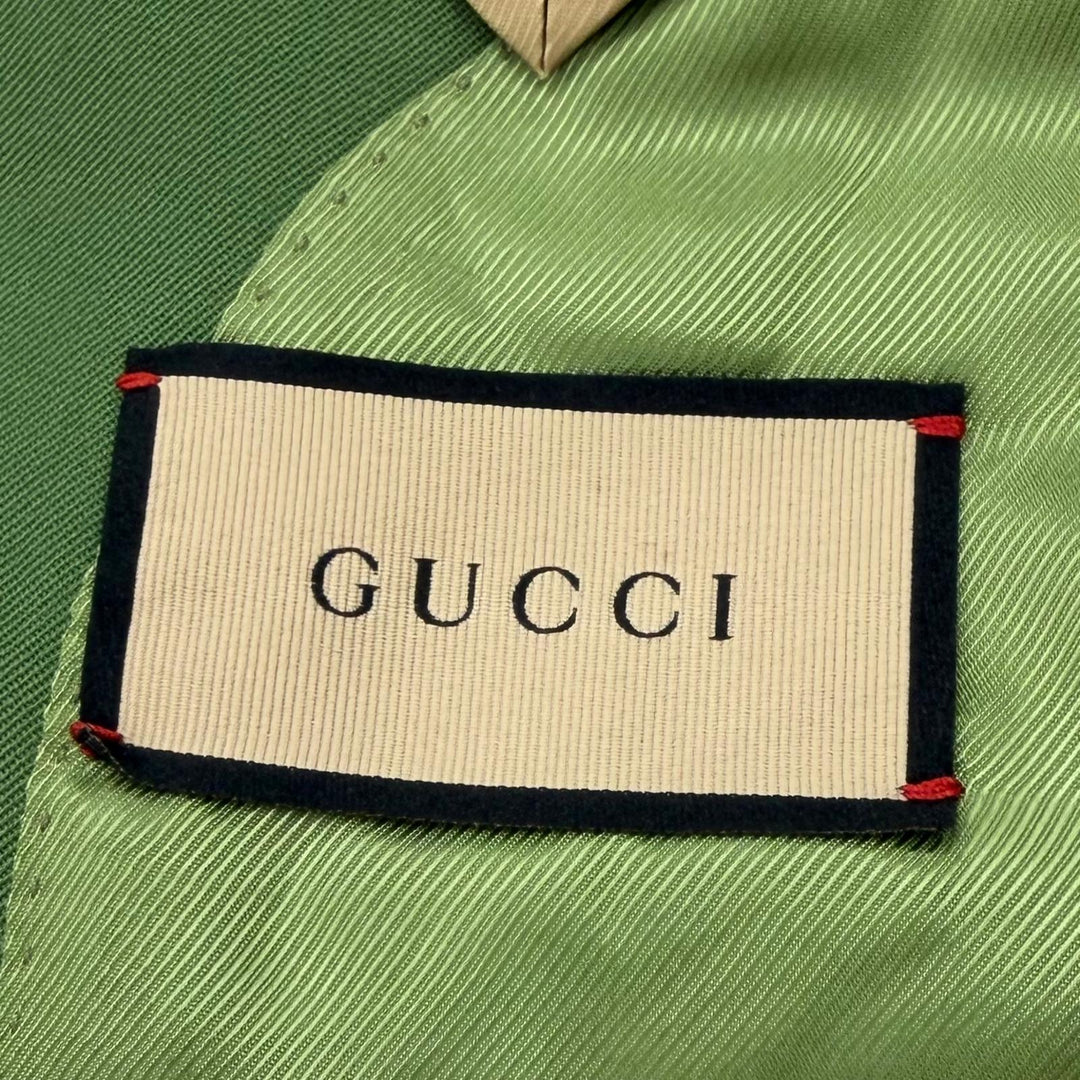 極美品▼GUCCI グッチ 23AW 747275 ウール ピークドラペル ダブルブレスト テーラードジャケット グリーン 46 イタリア製 正規品 メンズ