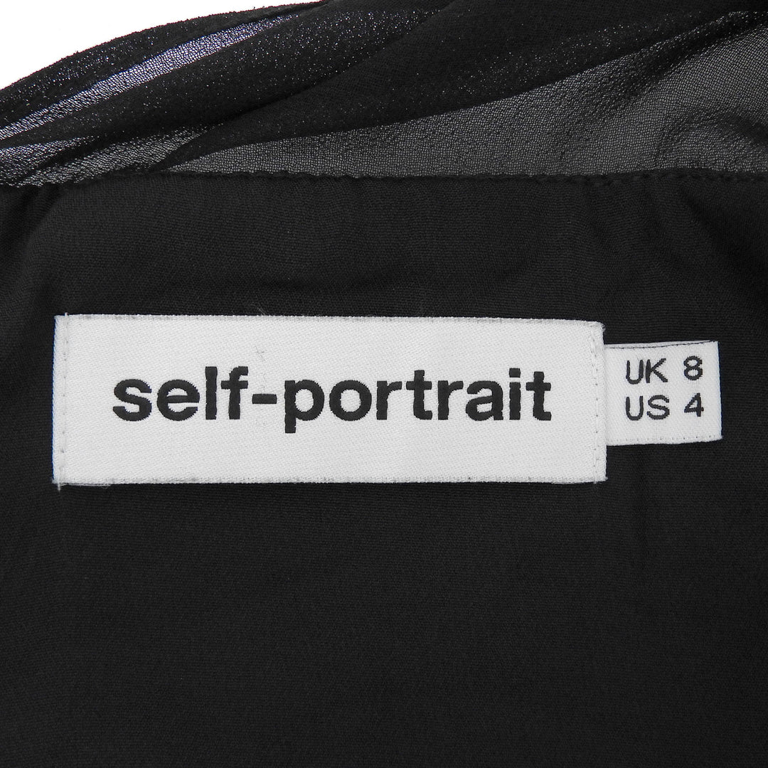 極美品▲SELF PORTRAIT セルフ ポートレート SP19-015S アイレット ラッフル レース ノースリーブ ワンピース ブラック UK 8 レディース