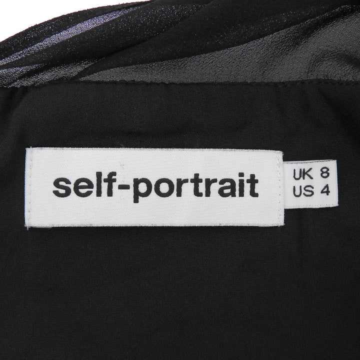 極美品▲SELF PORTRAIT セルフ ポートレート SP19-015S アイレット ラッフル レース ノースリーブ ワンピース ブラック UK 8 レディース