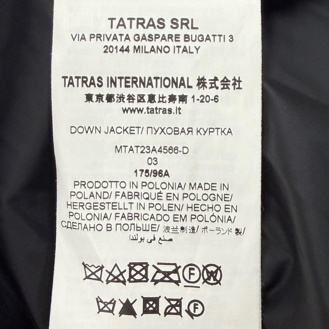 美品▼TATRAS タトラス 23AW MTAT23A4566 BOESIO ロゴワッペン フーデッド ジップアップ ダウンジャケット ブラック 3 正規品 メンズ