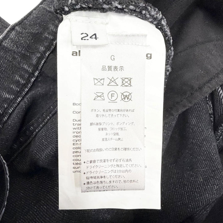 美品△Alexander Wang アレキサンダーワン 4DC1264112 コットン ラインストーン ボタンフライ ワイド デニムパンツ ブラック系 24 正規品