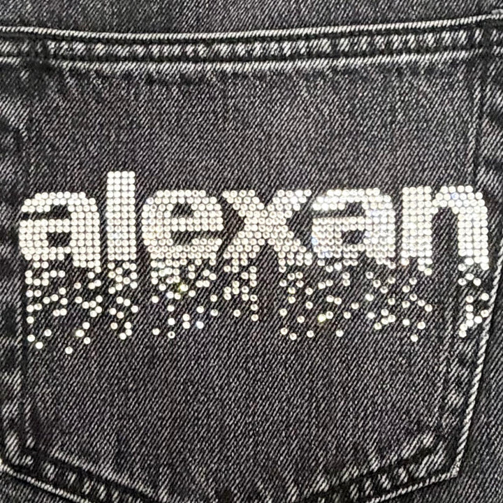 美品△Alexander Wang アレキサンダーワン 4DC1264112 コットン ラインストーン ボタンフライ ワイド デニムパンツ ブラック系 24 正規品