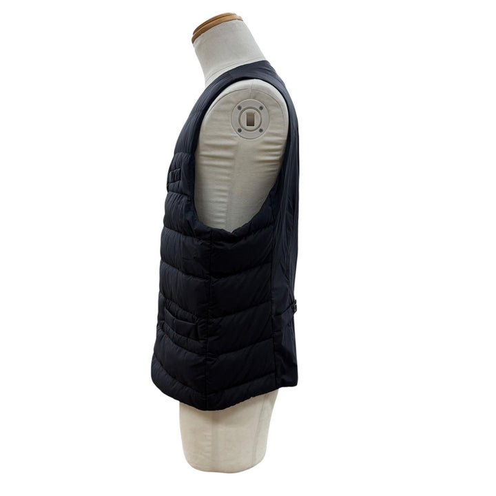 極美品▼Herno ヘルノ PI002ULE LEGEND レジェンド IL PANCIOTTO ロゴ入りボタン インナージレ ダウンベスト ネイビー 52 正規品 メンズ