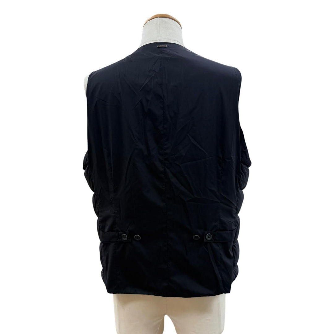 極美品▼Herno ヘルノ PI002ULE LEGEND レジェンド IL PANCIOTTO ロゴ入りボタン インナージレ ダウンベスト ネイビー 52 正規品 メンズ
