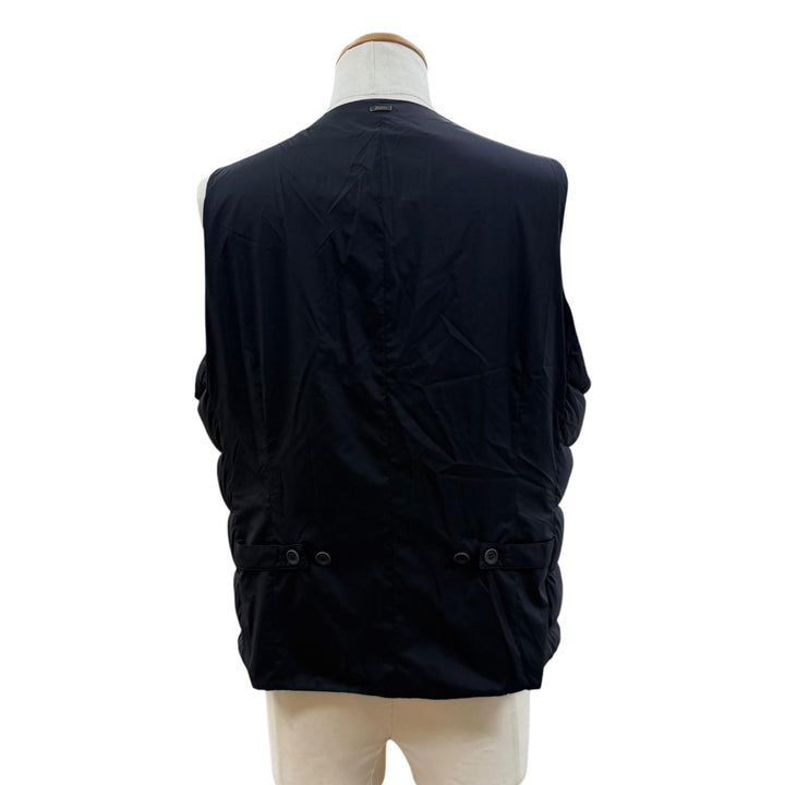 極美品▼Herno ヘルノ PI002ULE LEGEND レジェンド IL PANCIOTTO ロゴ入りボタン インナージレ ダウンベスト ネイビー 52 正規品 メンズ