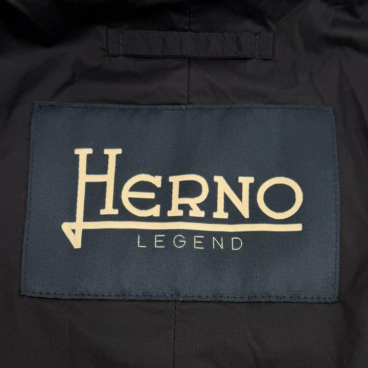 極美品▼Herno ヘルノ PI002ULE LEGEND レジェンド IL PANCIOTTO ロゴ入りボタン インナージレ ダウンベスト ネイビー 52 正規品 メンズ
