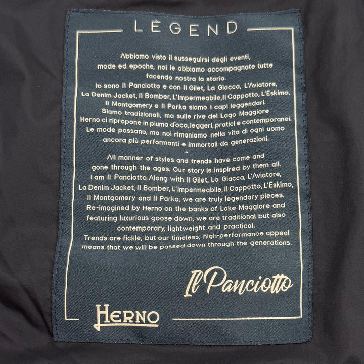 極美品▼Herno ヘルノ PI002ULE LEGEND レジェンド IL PANCIOTTO ロゴ入りボタン インナージレ ダウンベスト ネイビー 52 正規品 メンズ