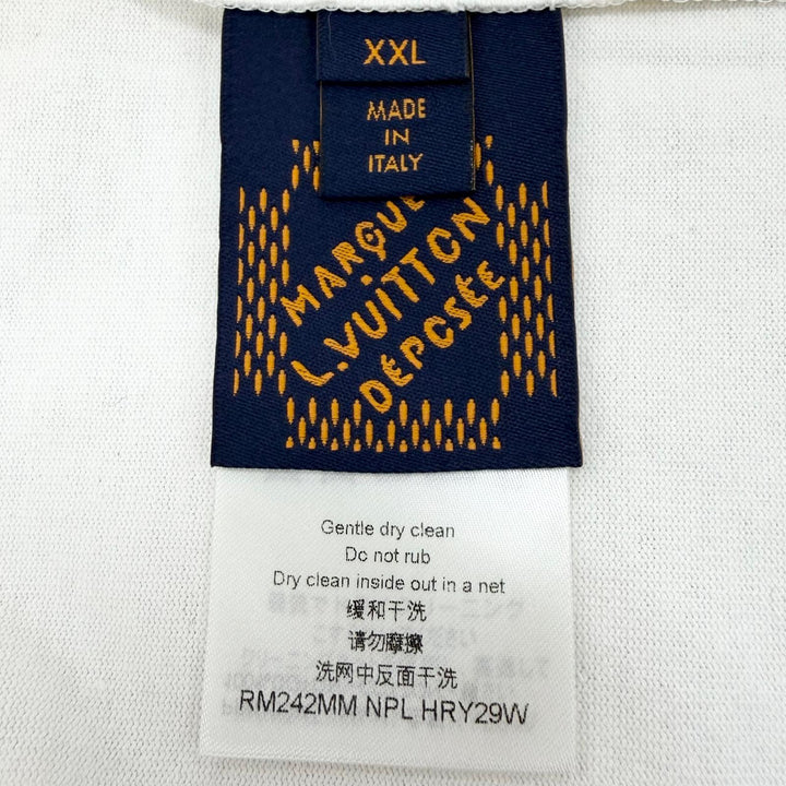 極美品▼LOUIS VUITTON ルイヴィトン 24SS コットン100% LV Lovers ビーズ スパンコール 半袖Ｔシャツ ホワイト XXL 伊製 正規品 メンズ