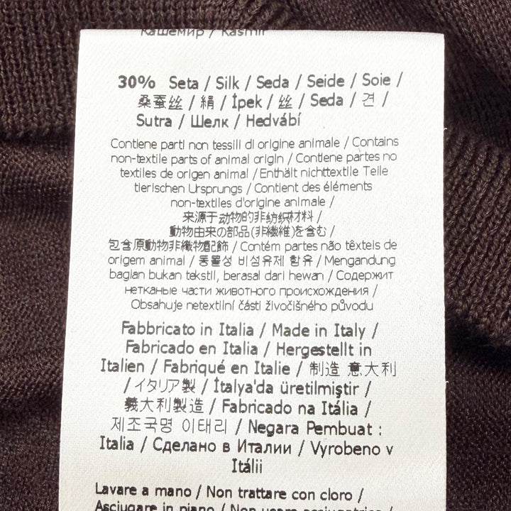 極美品▼FENDI フェンディ FZZ371 カシミヤ シルク FFロゴ クルーネック ハイゲージニット セーター ブラウン 44 伊製 正規品 メンズ