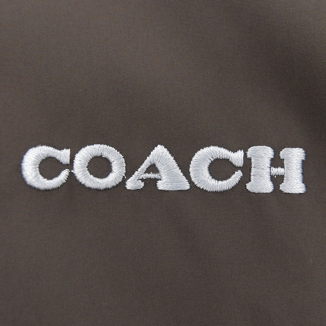 極美品▲COACH コーチ CDV16 ロゴ刺繡 シグネチャー スタンドカラー トラックジャケット ブラック ブラウン L 正規品 メンズ