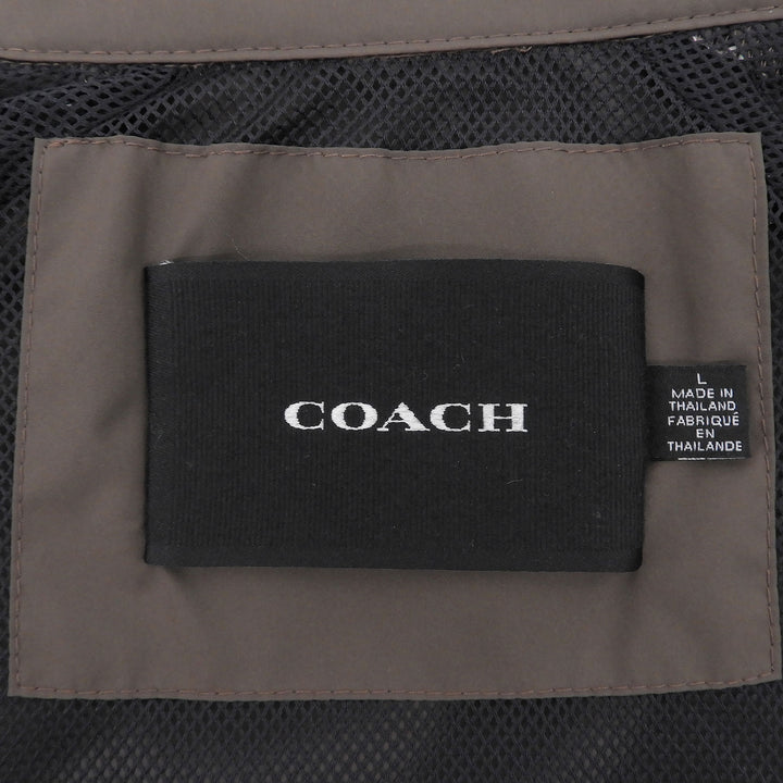 極美品▲COACH コーチ CDV16 ロゴ刺繡 シグネチャー スタンドカラー トラックジャケット ブラック ブラウン L 正規品 メンズ