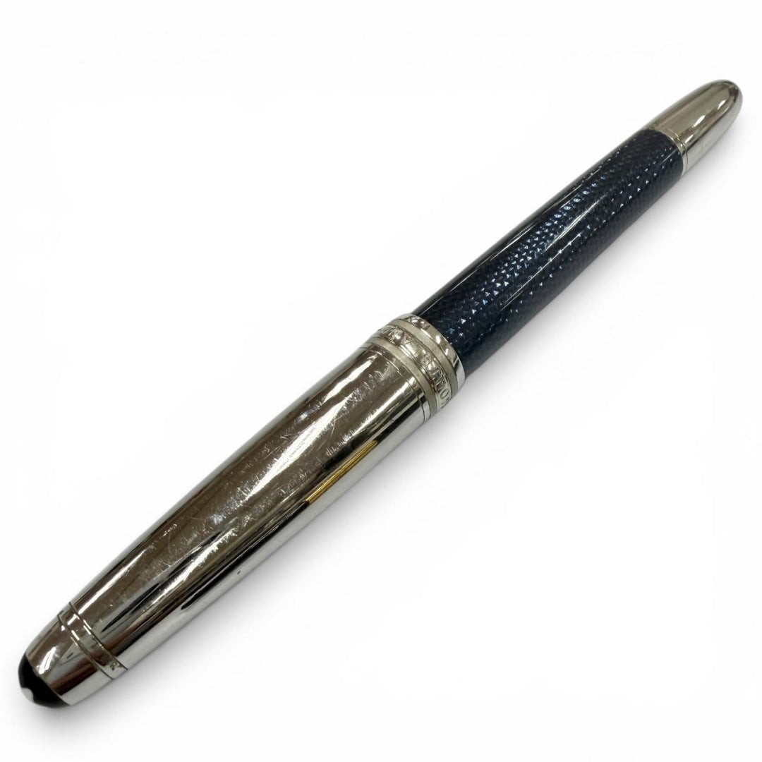 良品▼MONTBLANC モンブラン ソリテール 145 ドゥエ ブルーアワー クラシック ペン先18K Mニブ ホワイトスター 万年筆 シルバー ブルー