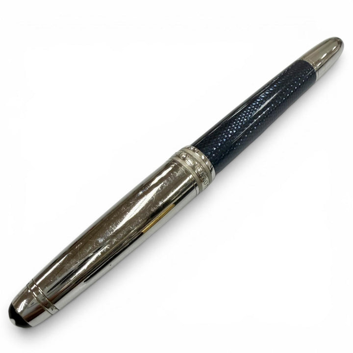 良品▼MONTBLANC モンブラン ソリテール 145 ドゥエ ブルーアワー クラシック ペン先18K Mニブ ホワイトスター 万年筆 シルバー ブルー