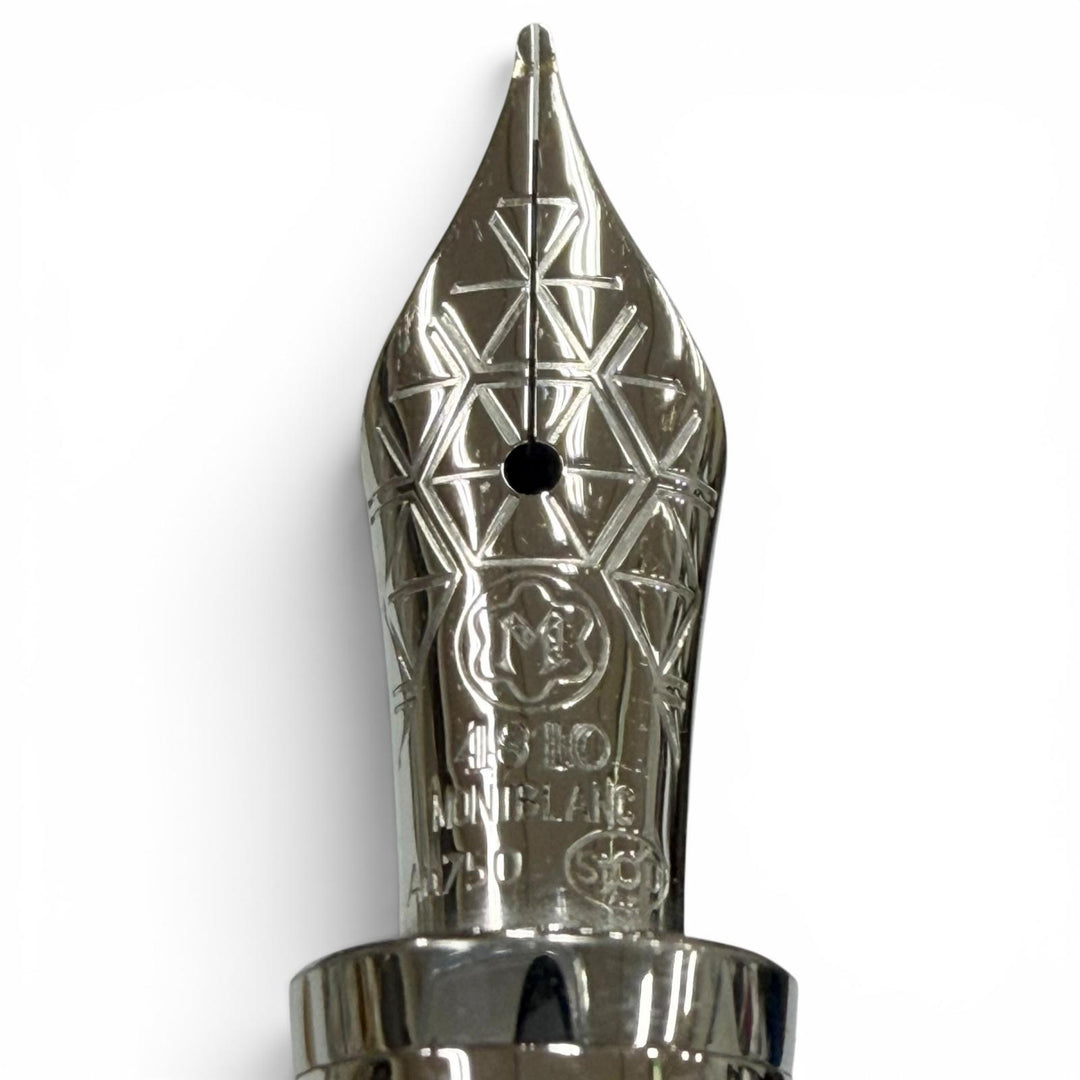 良品▼MONTBLANC モンブラン ソリテール 145 ドゥエ ブルーアワー クラシック ペン先18K Mニブ ホワイトスター 万年筆 シルバー ブルー