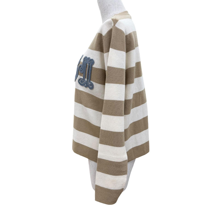 極美品☆Max Mara マックスマーラ 2521366091 VITERBO バージンウール100％ ボーダー柄 長袖 ニット S ベージュ系 正規品 レディース