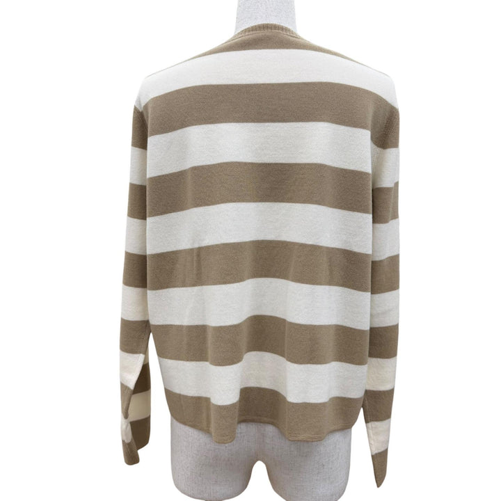 極美品☆Max Mara マックスマーラ 2521366091 VITERBO バージンウール100％ ボーダー柄 長袖 ニット S ベージュ系 正規品 レディース