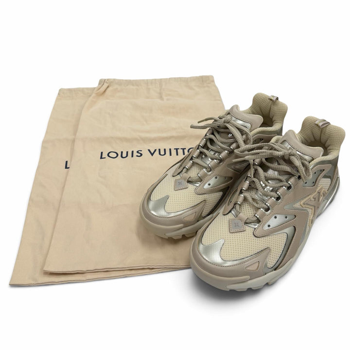 極美品▼LOUIS VUITTON ルイヴィトン 2022年製 タティックライン メッシュ レザー スニーカー ベージュ 7.5 イタリア製 メンズ 保存袋付
