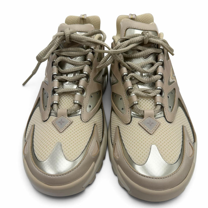 極美品▼LOUIS VUITTON ルイヴィトン 2022年製 タティックライン メッシュ レザー スニーカー ベージュ 7.5 イタリア製 メンズ 保存袋付