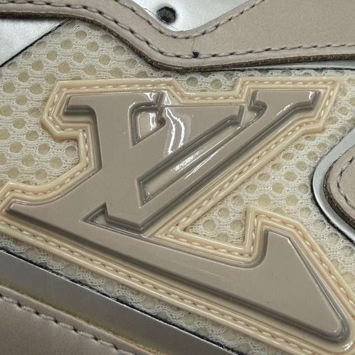 極美品▼LOUIS VUITTON ルイヴィトン 2022年製 タティックライン メッシュ レザー スニーカー ベージュ 7.5 イタリア製 メンズ 保存袋付