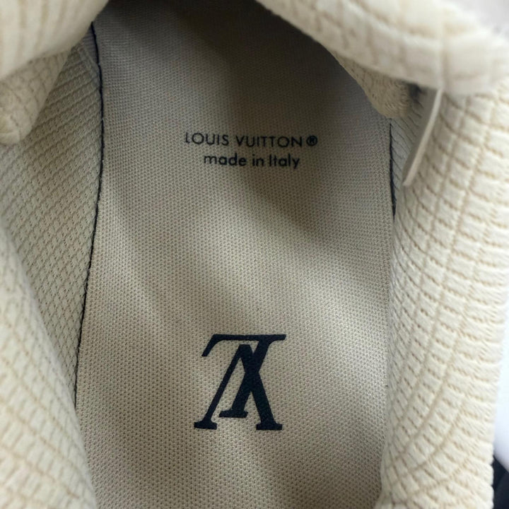 極美品▼LOUIS VUITTON ルイヴィトン 2022年製 タティックライン メッシュ レザー スニーカー ベージュ 7.5 イタリア製 メンズ 保存袋付