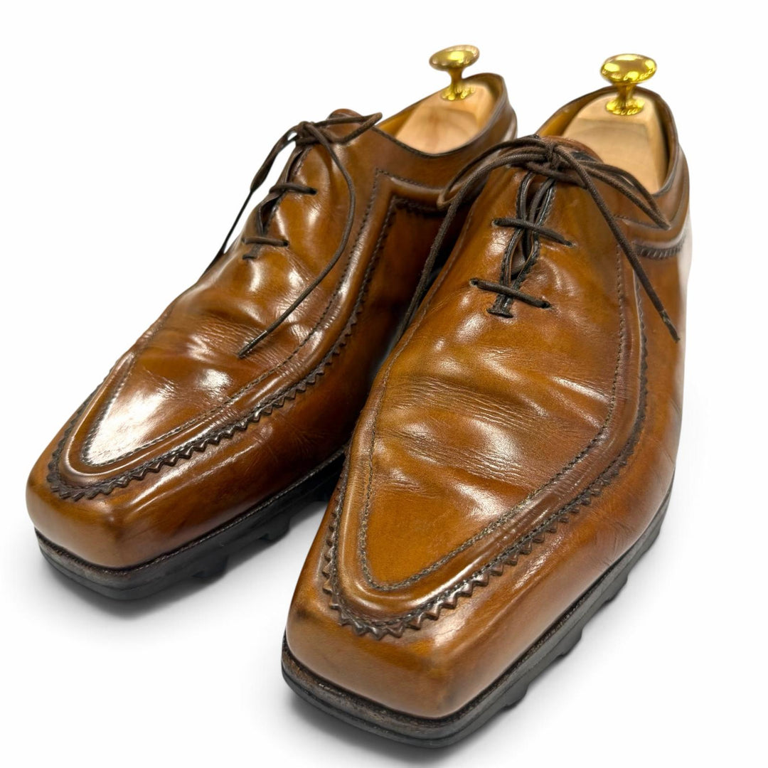 【ドンドン見直し】良品 ▼Berluti ベルルッティ ULTIMA ウルティマ Uチップ スクエアトゥ レースアップ レザーシューズ ブラウン 8.5