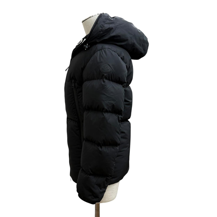美品★MONCLER モンクレール MONTCLA ロゴ刺繍 フード付 ZIP UP ダウンジャケット ブラック 00 イタリア製 正規品 レディース メンズ