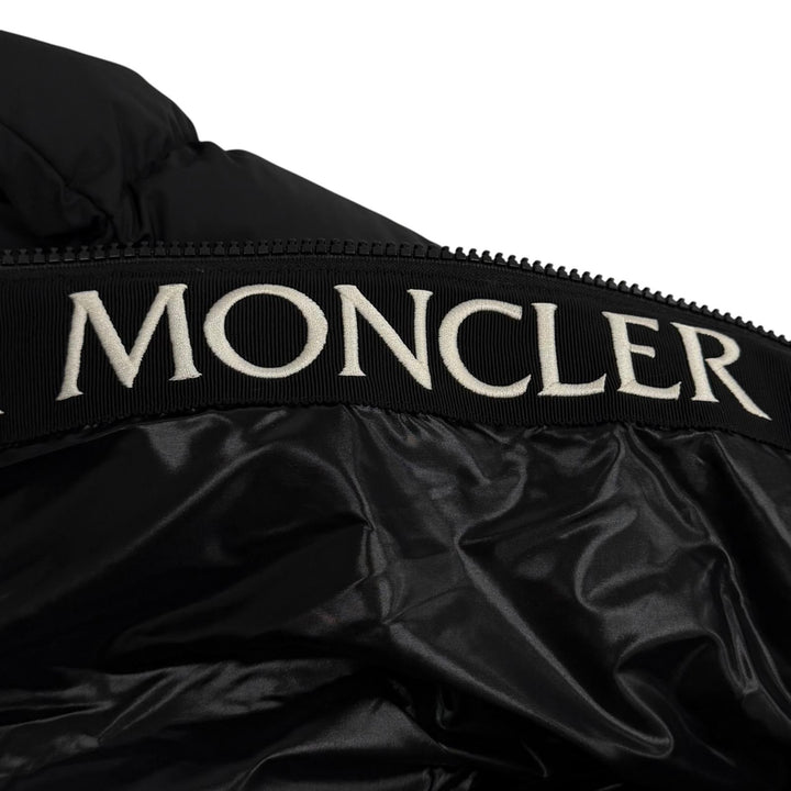 美品★MONCLER モンクレール MONTCLA ロゴ刺繍 フード付 ZIP UP ダウンジャケット ブラック 00 イタリア製 正規品 レディース メンズ