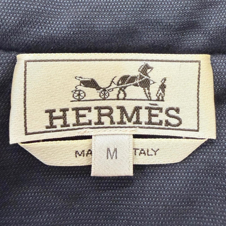 極美品□HERMES エルメス 25AW 567795HA ウール シルク マイヨン 3D キルティング ブルゾン ネイビー M イタリア製 正規品 ハンガー付き