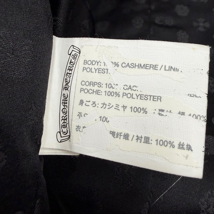 極美品☆CHROME HEARTS クロムハーツ カシミヤ100％ クロスボールボタン フォーマル コート ブラック シルバー金具 M USA製 レディース