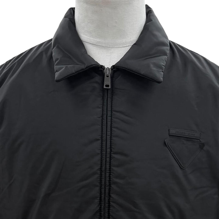 美品▼PRADA プラダ SGC912 S000 1W09 トライアングルロゴ 三角プレート ジップアップ 中綿入り ジャケット ブラック XS 正規品 メンズ