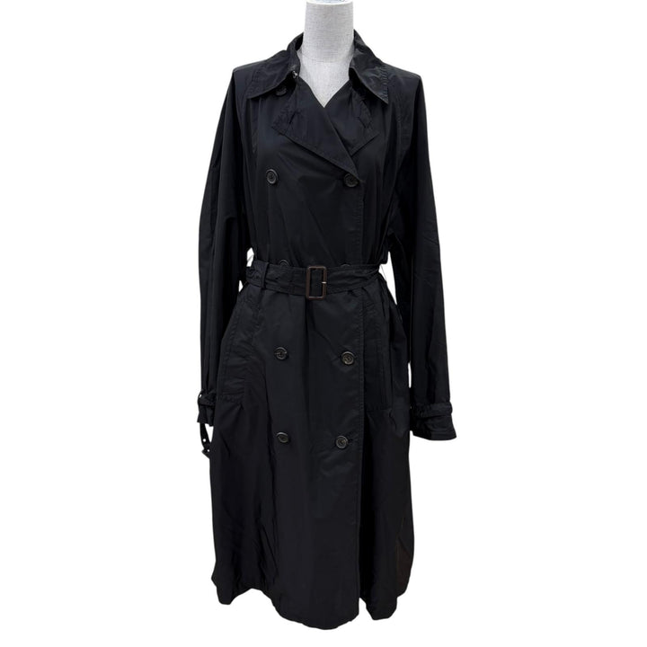 極美品☆PRADA プラダ 2023年製 292172 Re-Nylon トライアングルロゴ ベルト付トレンチコート ブラック 40 イタリア製 正規品 レディース
