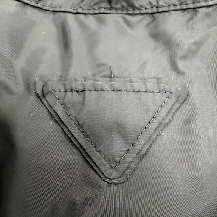 極美品☆PRADA プラダ 2023年製 292172 Re-Nylon トライアングルロゴ ベルト付トレンチコート ブラック 40 イタリア製 正規品 レディース