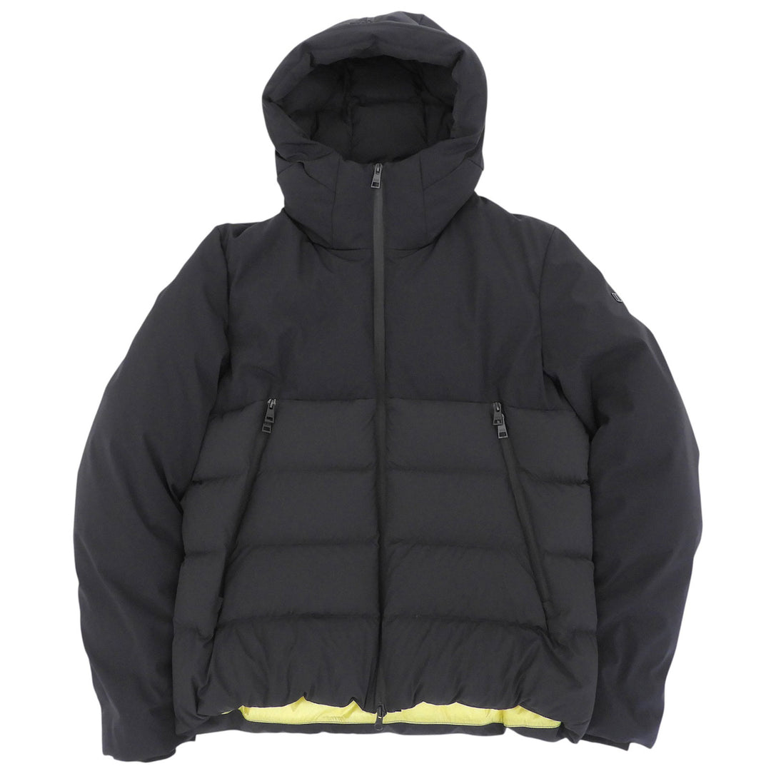 美品▲DUNO デュノ THUNDER サンダー ロゴ金具 ダブルジップ フーデッド ダウンジャケット アウター ブラック 50 正規品 メンズ