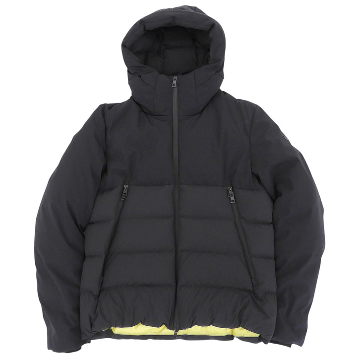 美品▲DUNO デュノ THUNDER サンダー ロゴ金具 ダブルジップ フーデッド ダウンジャケット アウター ブラック 50 正規品 メンズ